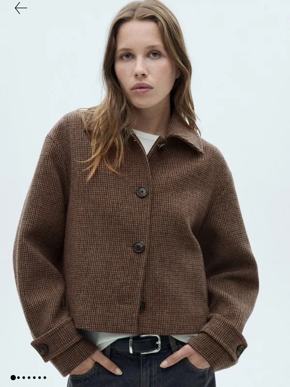 MANGO Women’s Brown Button-Front Wool Blend Jacket